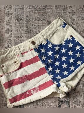 Topshop American Flag Denim Shorts